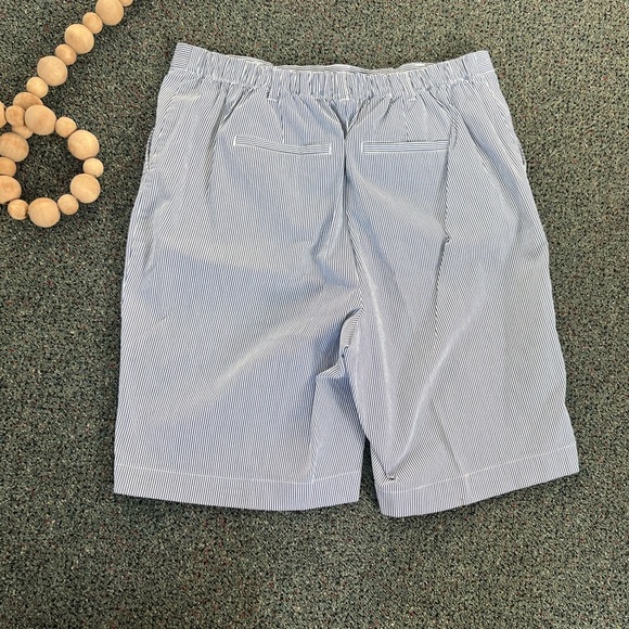 LAND’S END Blue & White Striped Seersucker Shorts Elastic Waist Comfy Casual 16 - Picture 11 of 16